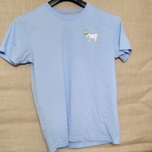 Light Blue T-Shirt with Goat Graphic
